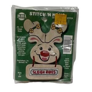 Vintage NeedleMagic Sleigh Rides Reindeer Stitch N Hang Kit 118
